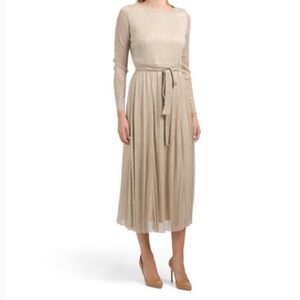 Anne Klein Brand new with tags Size XL gold maxi dress with sheer sleeves